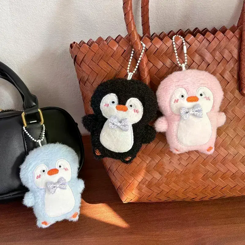 Cute Kawaii Bow Tie Penguin Plush Keychain Cartoon Stuffed Doll Backpack Pendant Decor Accessories Gift
