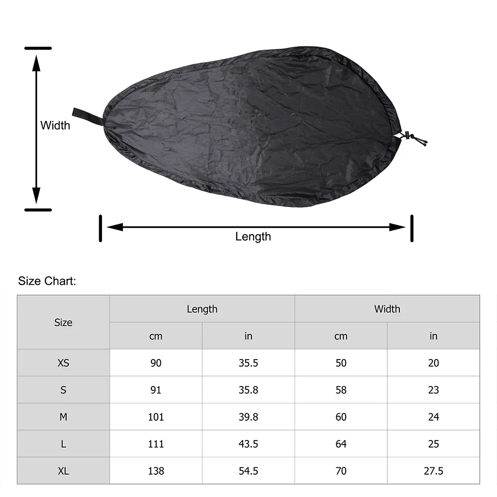 

Silver Coated Polyester Breathable UV Blocking Kayak Cover Seal Protector Ocean Cover - Size XS (Black)