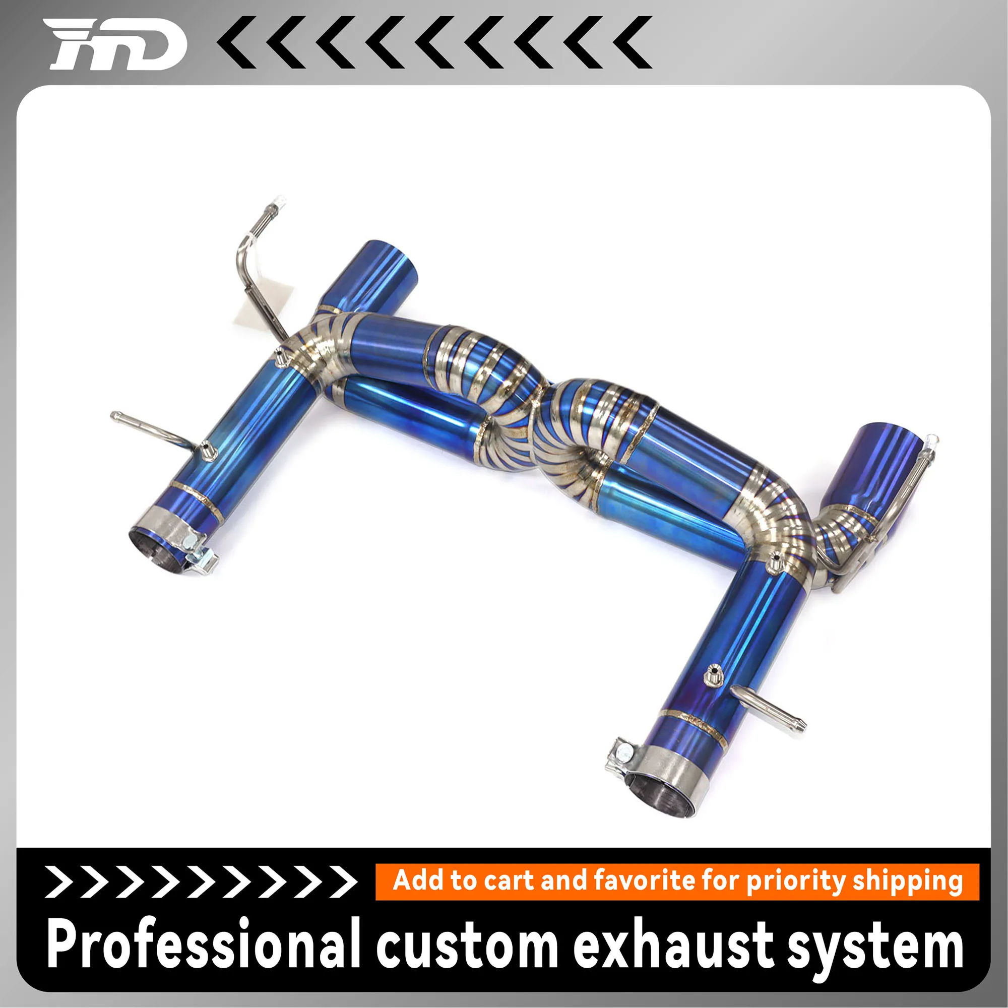 

HMD titanium alloy exhaust system high performance mid-tail section suitable for Ferrari F8 straight-through valveless auto part