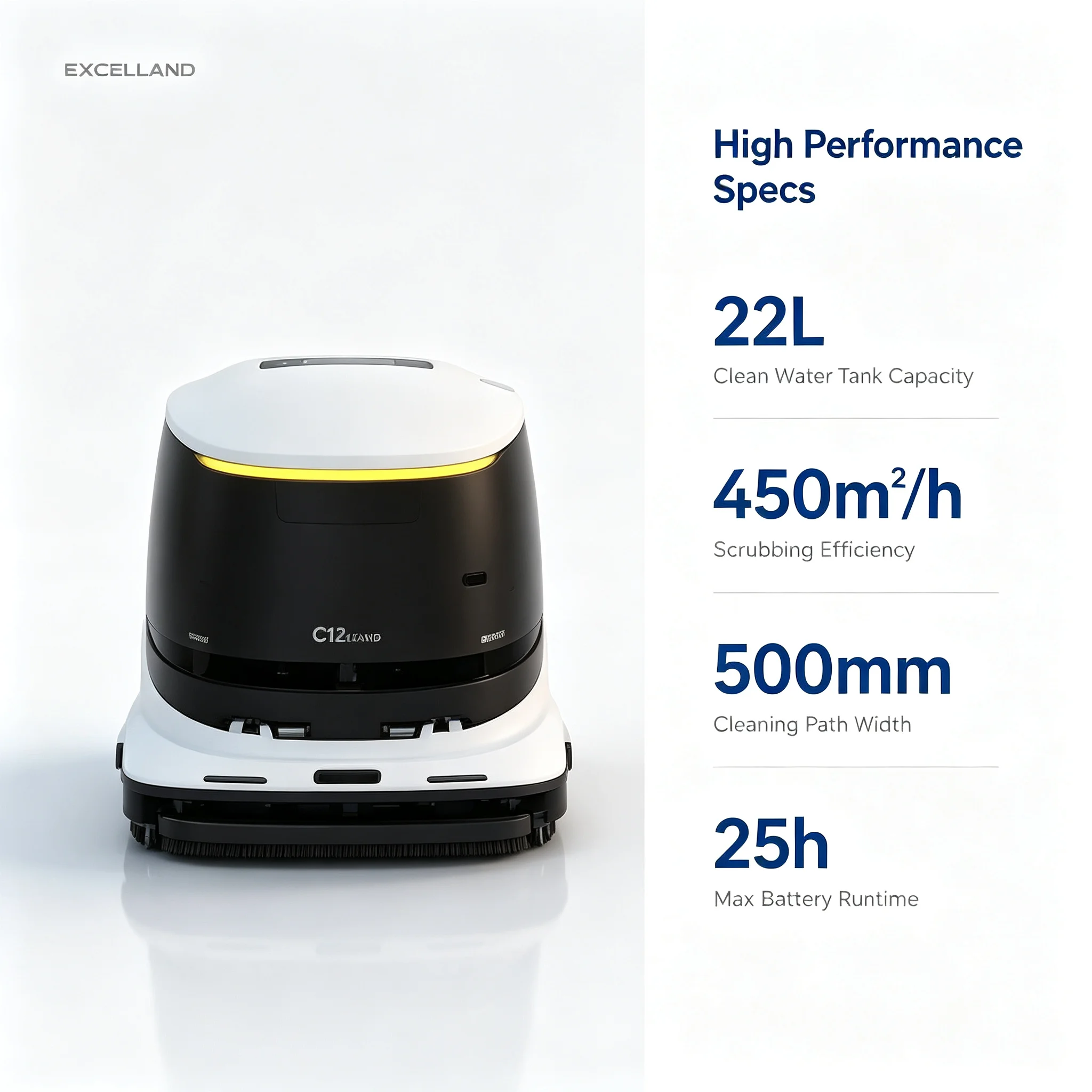 Commercial Cleaning Robot Autonomous Floor Scrubber 22L Tank Smart Vacuum Mop Robot for Mall Office Hospital