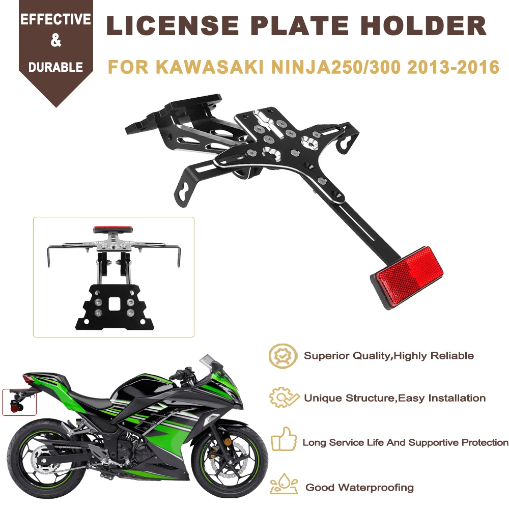 

Motorcycle License Number Plate Holder Adjustable Fender Eliminator Kit For KAWASAKI Ninja250 Ninja300 NINJA 250 300 2013-2016