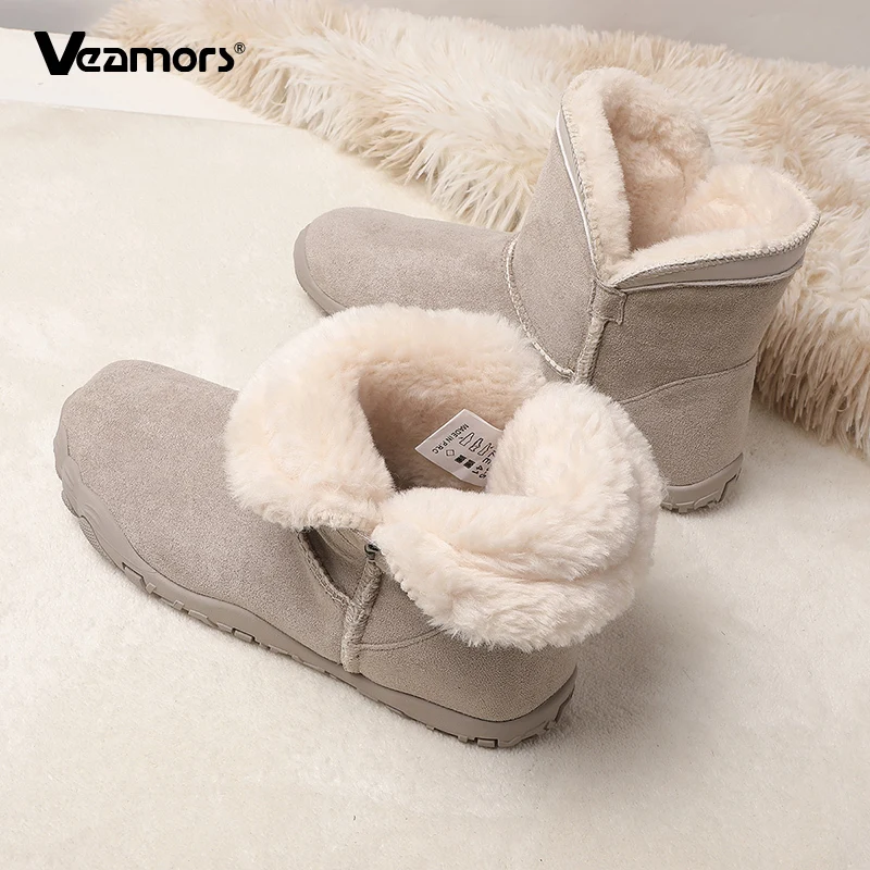 Plush Warm Women Snow Boots Non-slip Men Winter Hiking Shoes Outdoor Sneaker Fashion Ankle Boots Slip-on Cotton Shoes Size 35-46