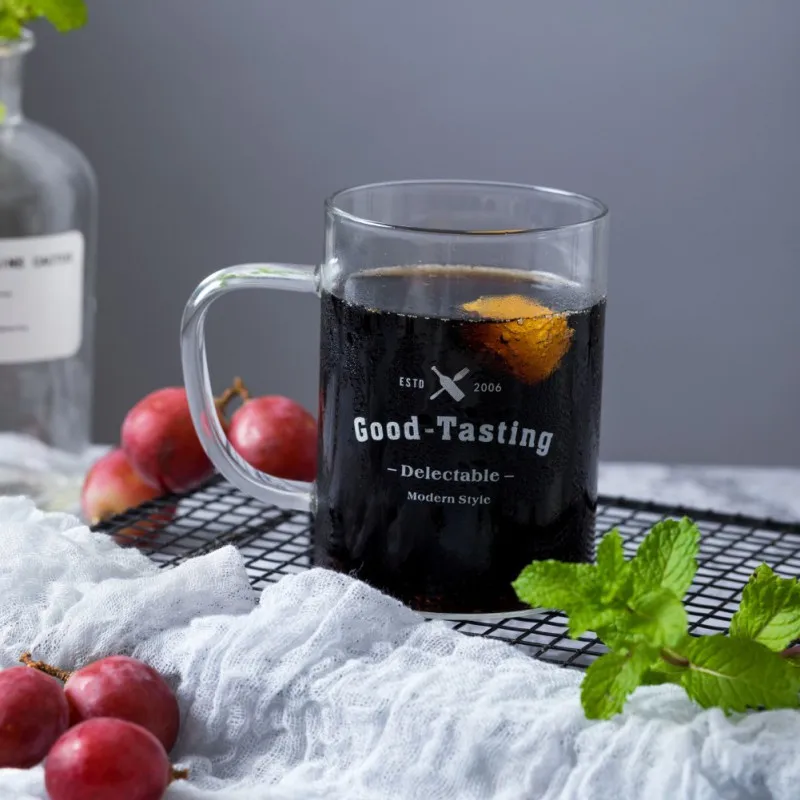 Przezroczyste kreatywny list szklane napoje kubek do kawy i herbaty deserowe szkło kubek do mleka śniadaniowe kubek z uchwytem przezroczysta szklanka do napojów