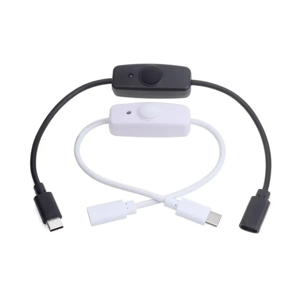 New ON/OFF Switch Cable USB Type C Cable 3A Power Button Extension Cable Durable 30CM Length Charging Cable