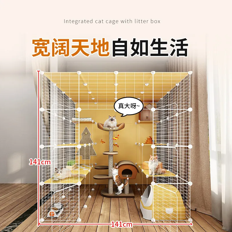Cat Cage Oversized Free Space King Size Household Indoor Luxury Villa Cat House