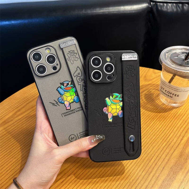 น่ารักอะนิเมะP-Pokemon S-Squirtle Anti-Furสายรัดข้อมือสําหรับiPhone 16 15 14 13 12 11 Pro Maxหนังนิ่มหนังนุ่ม