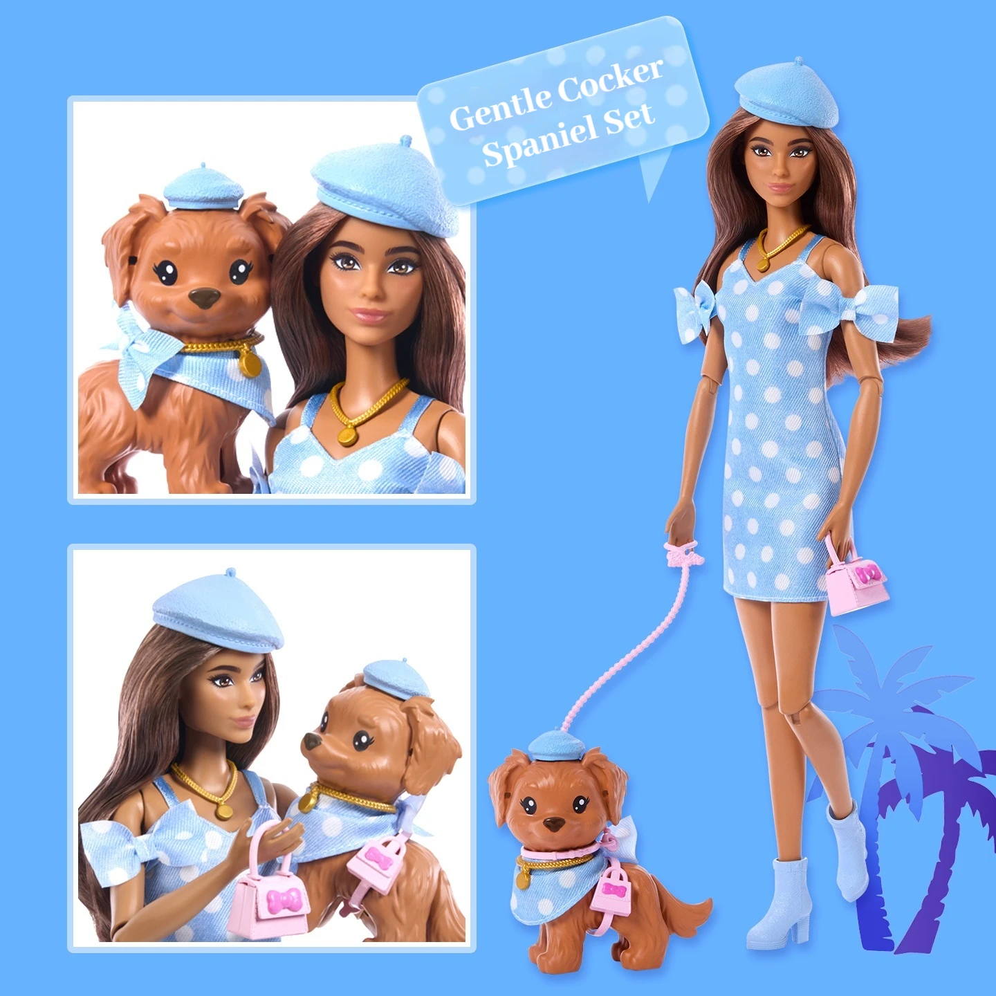Barbie boneca girando poodle vibrante suave cocker spaniel conjunto figura colecionável moda meninas brinquedos na moda presente de natal