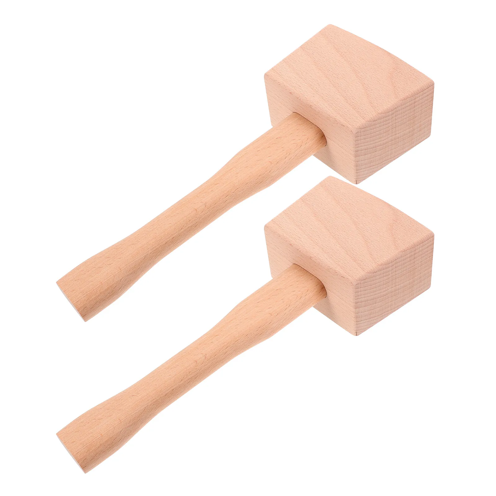 2Pcs Wooden Mallet Hand Tool Solid Beech Wood Smooth Polished Surface for Woodworking Carpentry Ice Crushing Cocktails