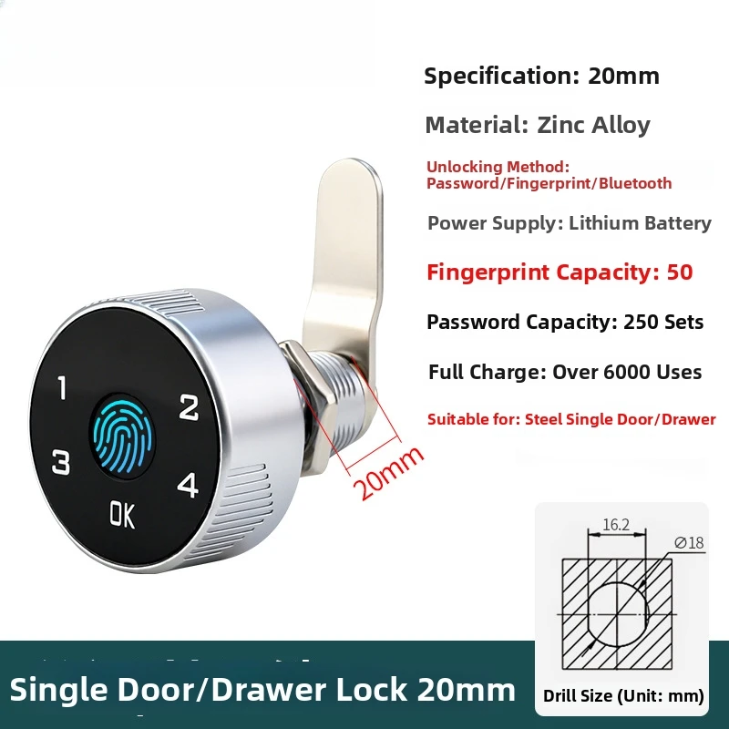 

Electronic For Drawer Lock with Touchscreen Interface Supporting Fingerprint Password and Mobile App Unlocking