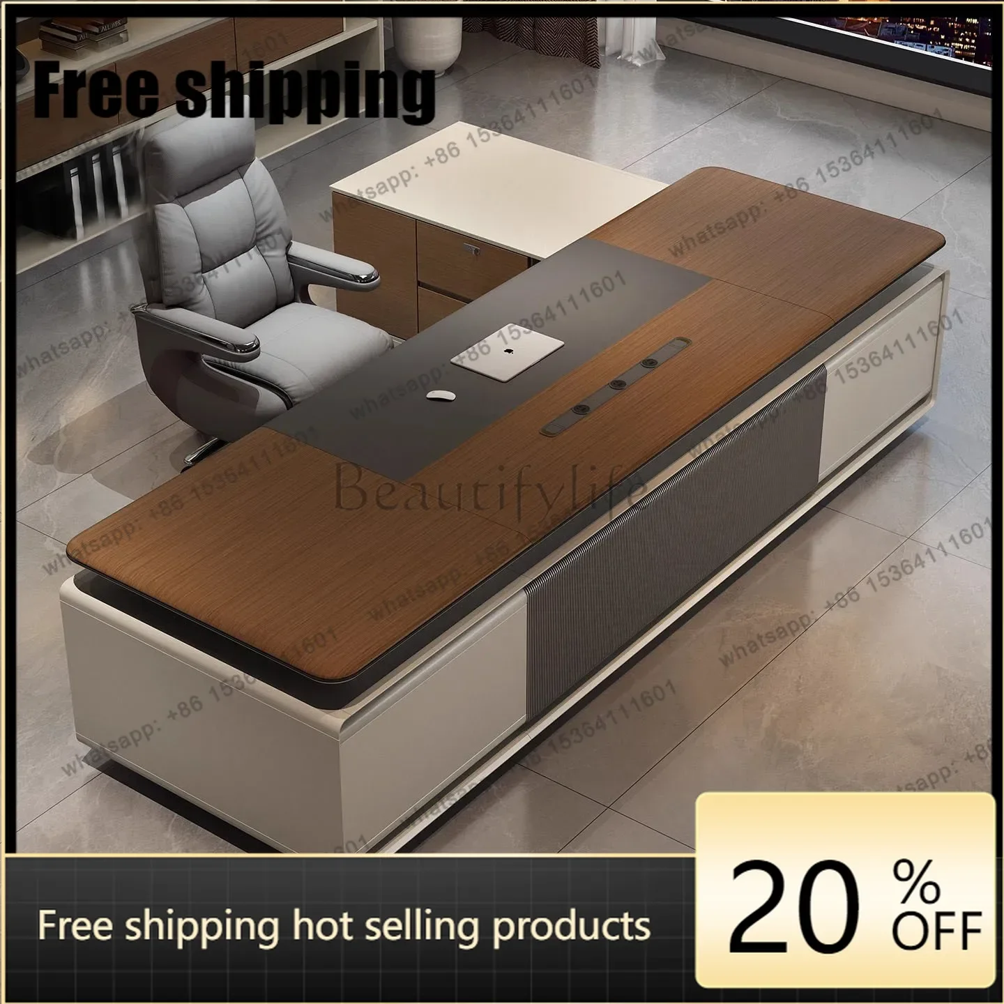 HJ Office furniture, one-stop full set of office desks and chairs, modern simple boss table