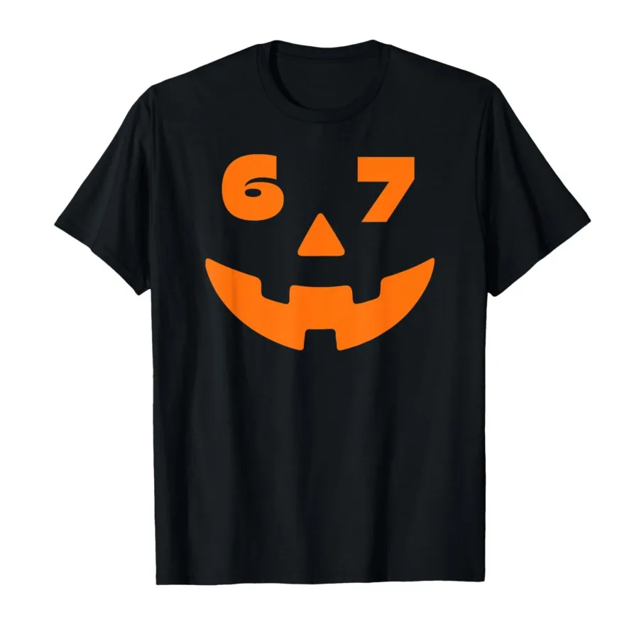 

67 Six Seven Halloween Costume for Students Teachers Funny T-shirt For Men Women 100% Cotton T Shirts Short Sleeve Tops 1016-1