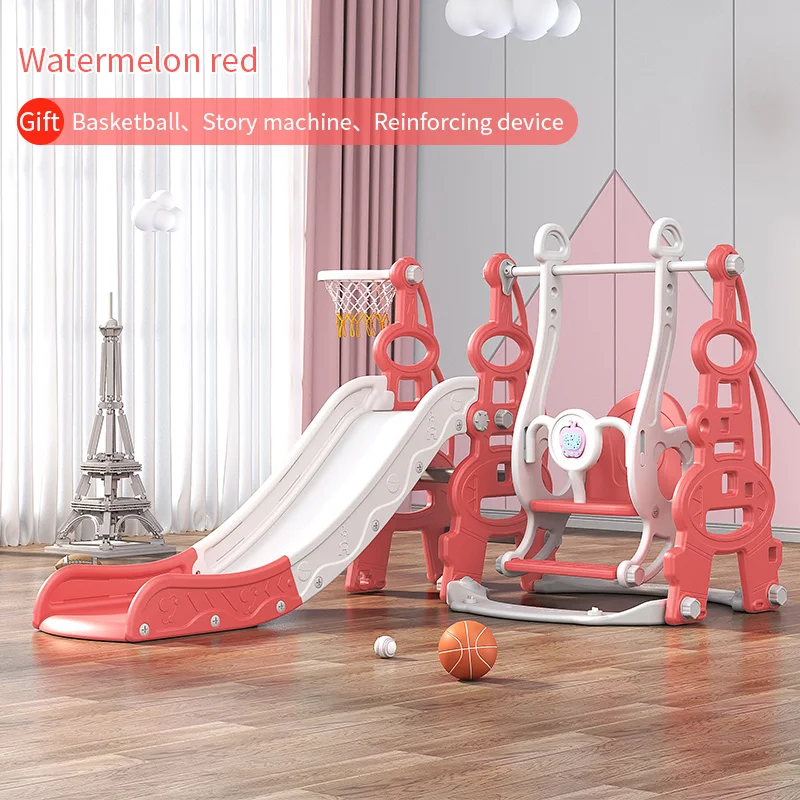 Children Plastic Swing Slide Toys Indoor Playground 6 In 1 Baby Slide Swing Set  Playhouse Plastic Sliding  for baby