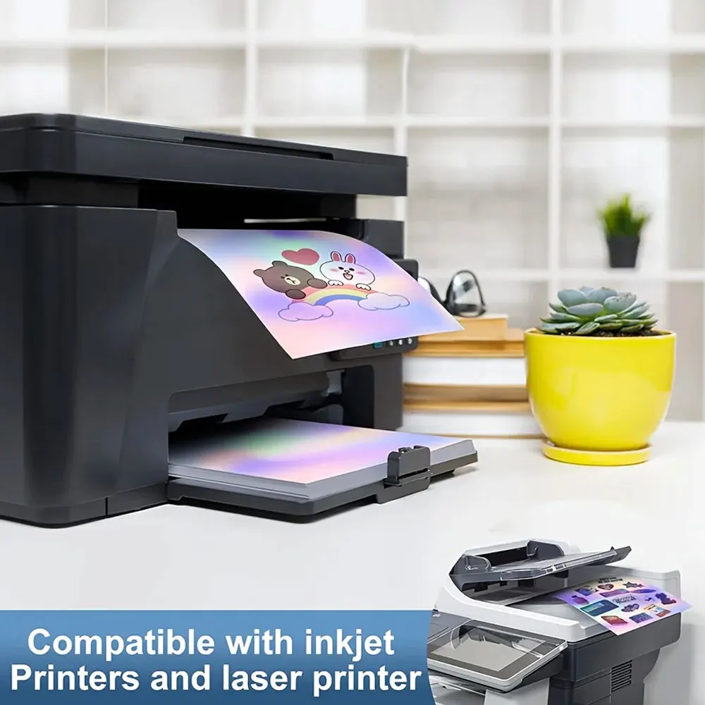 20sheets A4 printable holographic vinyl stickers, DIY labels holographic vinyl stickers, printable with inkjet printer view 5