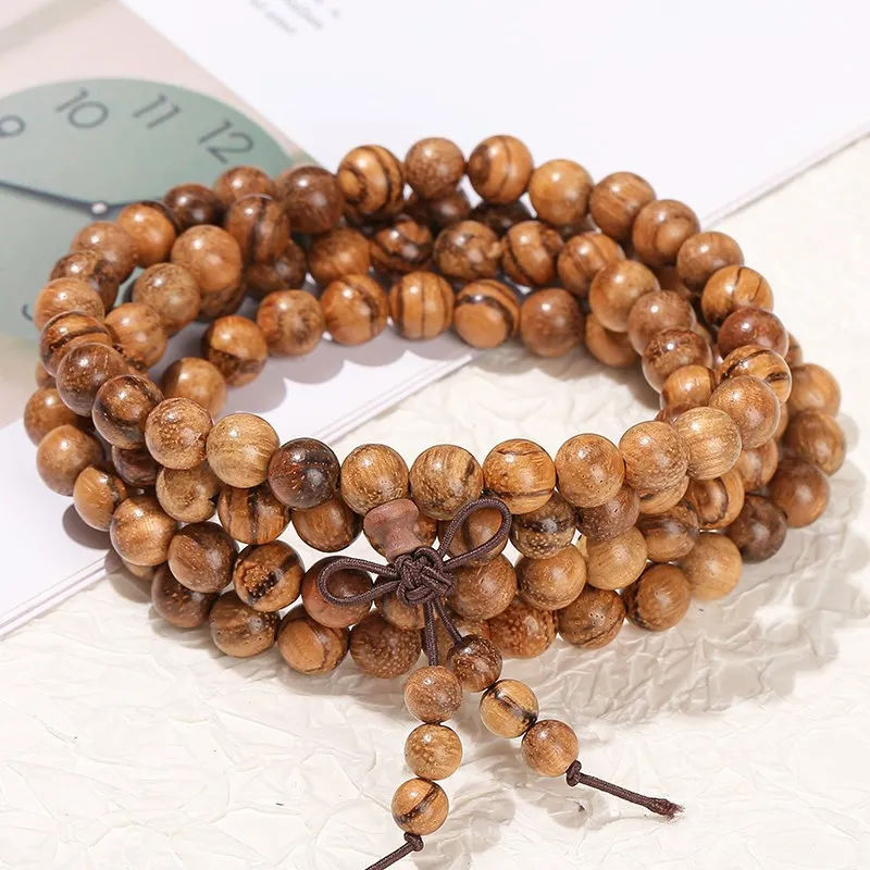 JD Natural Wooden Buddha Beads Multilayer Bracelet Women Men Tibetan Buddhism 8mm Bead Handmade Prayer Bangles Yoga Jewelry