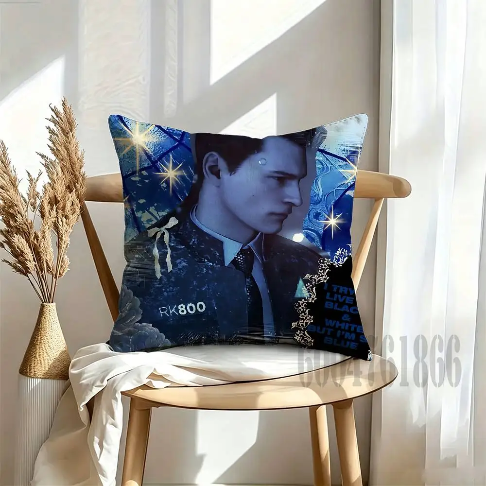 D-Detroit Become Human Pillow Cover Home Decor Art Design Decor Pillowcase Cushion Cover for Bed Sofa Living Room Indoor Outdoor
