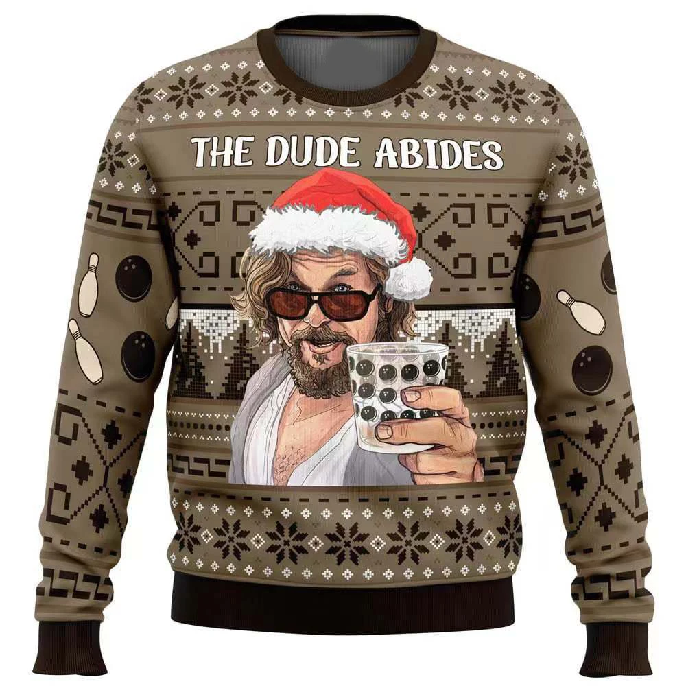 The Dude Abides The Big Lebowski 3D Printed Ugly Christmas Hoodie 2024 New Fashionable Men's Hoodie Women's Sweater Sportswear