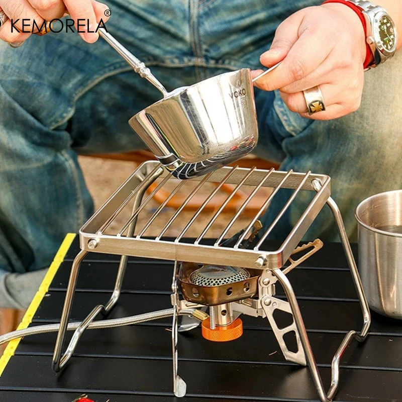 1 PCS Outdoor Stainless Steel Stove Rack Camping Portable Folding Mini BBQ Grill Baking Grill Tray Holder