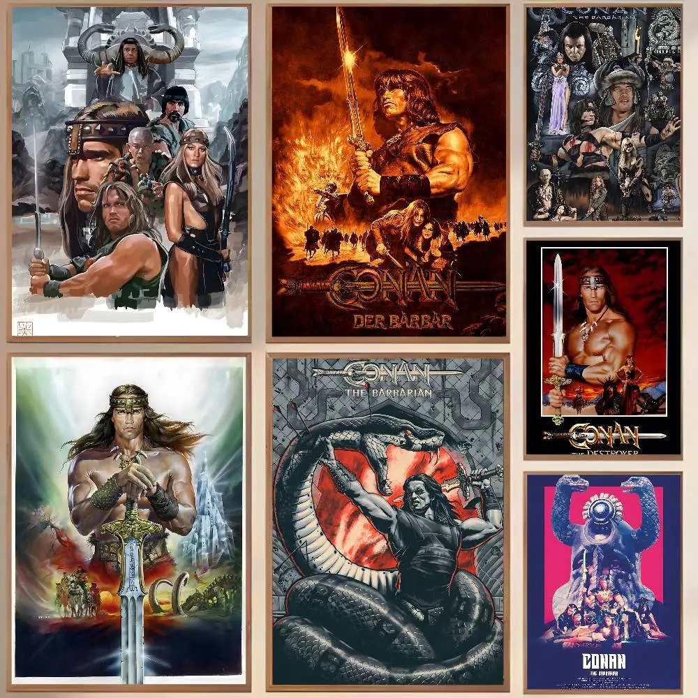 Espada y película de aventura mágica C-Conan el bárbaro-MT cartel impermeable arte HD pared adhesiva decoración estética del dormitorio del hogar