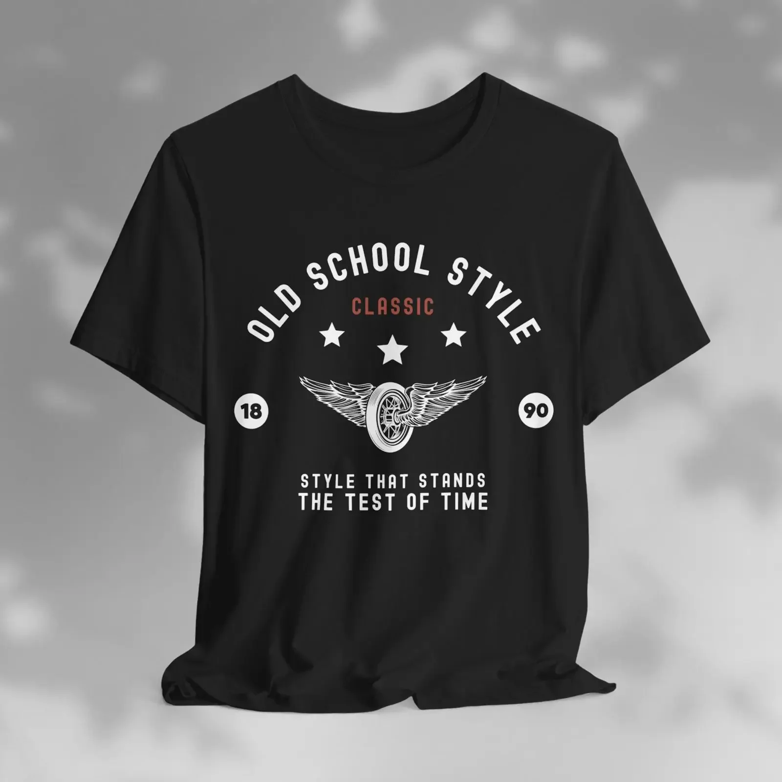 Old School Style Classic T Shirt Vintage Motorcycle Winged Wheel Design Timeless Retro 1890 vintage Washed Casual streetwear