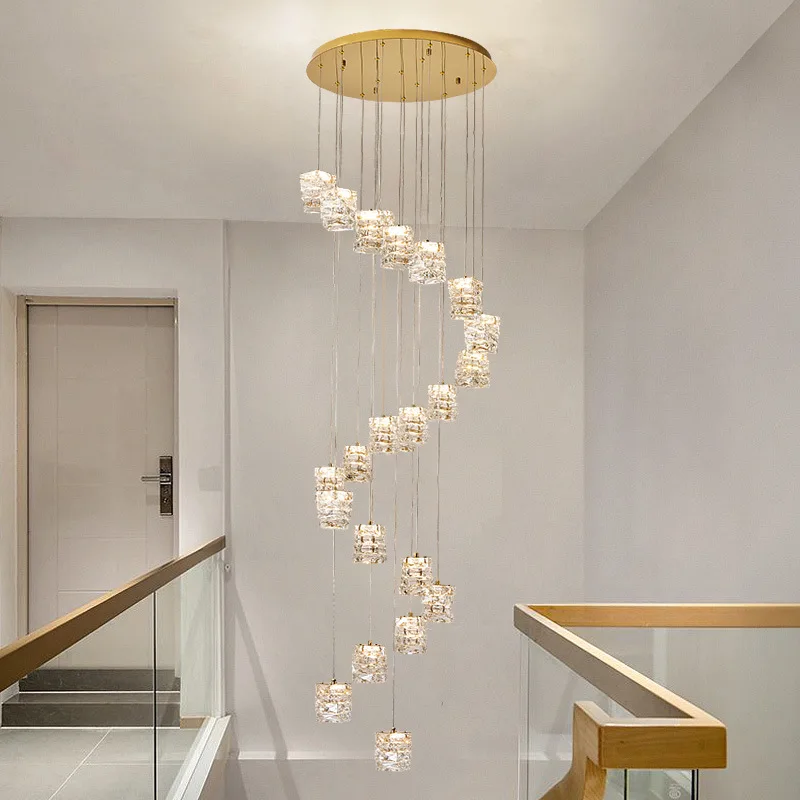 European Style Modern New Crystal Chandelier Living Room Dining Room Staircase Bedroom Headboard Decoration Atmosphere Lighting