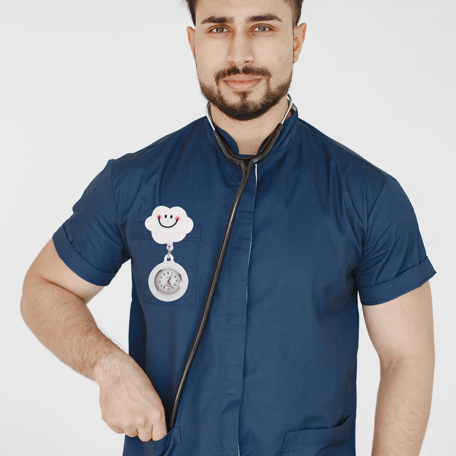 2pcs Silicone Pocket Retractable Nurse Chest Watch For Women Clip- Staff Work Wear Fashionable Badge Timepiece Hanging