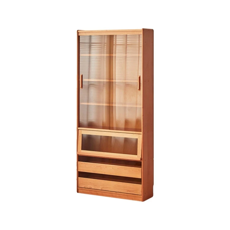 

Nordic Japanese Solid Wood Bookcase Whole Wall Combination Cabinet Display