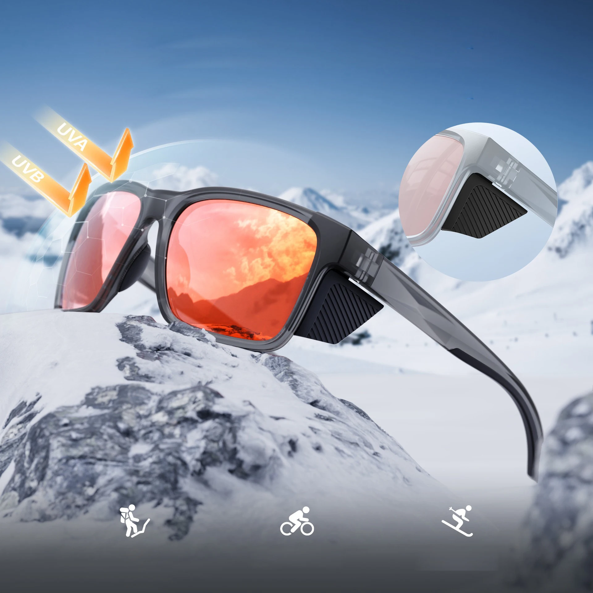VEITHDIA Fashion Polarized Mirror Sunglasses Detachable Side Angling TR90 Outdoor Sports Eyeglasses For Male Female VSKM-Y362F