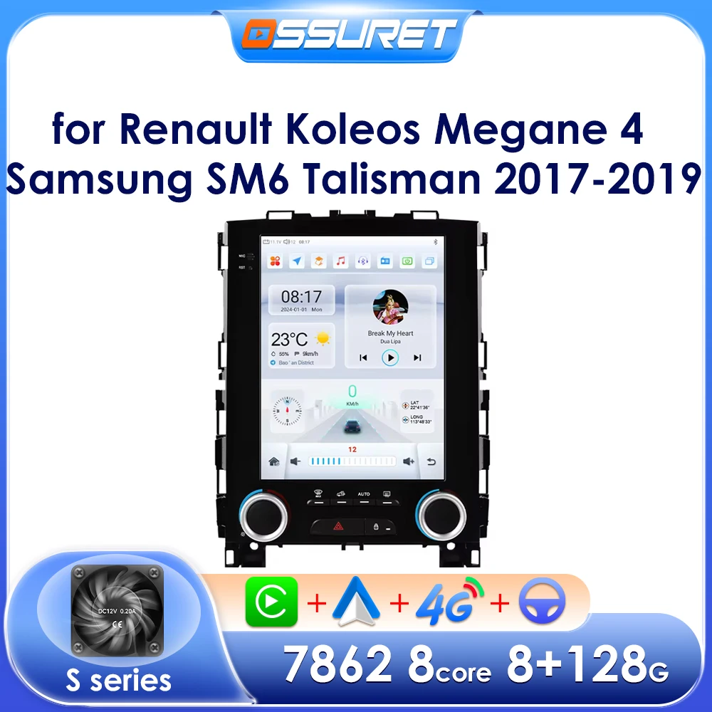 9,7 Zoll vertikaler Android-Autoradio-Player für Renault Megane 4 Koleos Samsung SM6 Talisman 2017–2019 Auto-Multimedia-GPS-Carplay