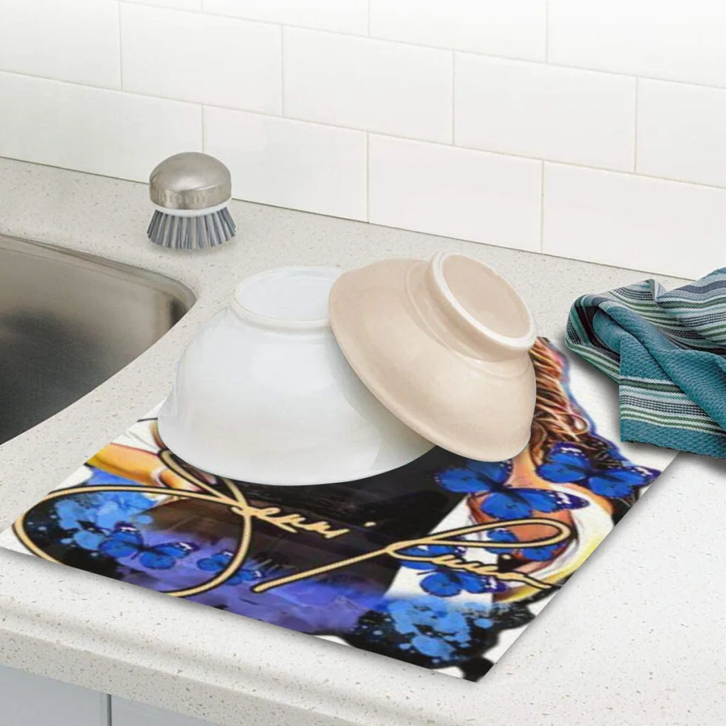 حصيرة تجفيف من السيليكون مانعة للإنزلاق ، وسادة طعام ، حصير تجفيف أدوات المائدة ، طبق قابل للطي وقابل للغسل ، مغني لاتيني كلاسيكي ، J Jenni Jenni