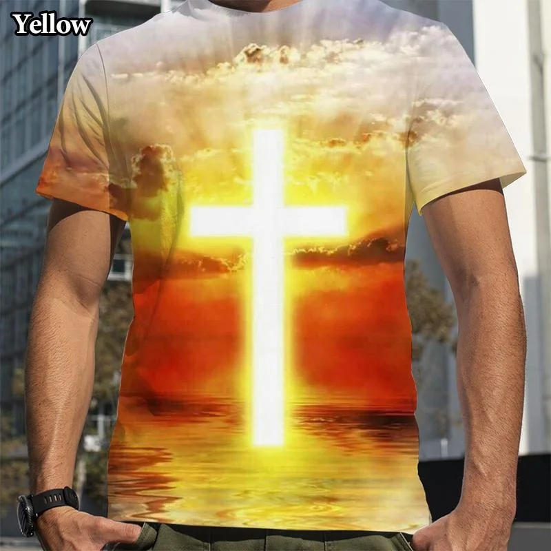 Christian Cross Jesus Printed Casual T-shirt Men and Women Fashion 3d Short Sleeve Tee