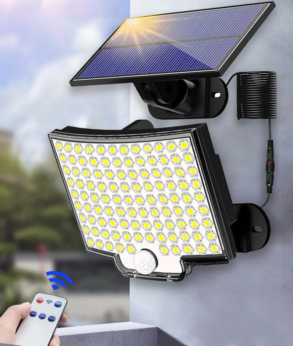 

106LED Solar Light Outdoor Waterproof with Motion Sensor Floodlight Remote Control 3 Modes for Patio Garage Backyard