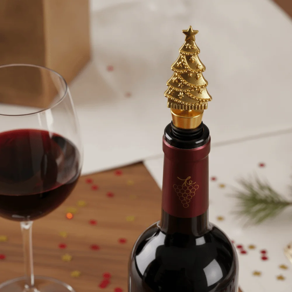 Deer Snowflake Tree Shape Christmas Wine Stopper Zinc Alloy Sealed Wine Preserver Cap Decorative Gold/Silver Wine Cork