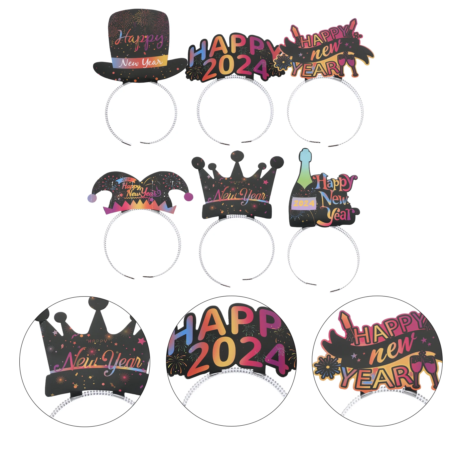 ที่คาดผมปีใหม่ 6 ชิ้น สำหรับงานปาร์ตี้ น้ำหนักเบา ใช้ซ้ำได้ เหมาะสำหรับงานเต้นรำ ถ่ายรูปในบูธถ่ายภาพ ของชำร่วยงานปาร์ตี้ เครื่องประดับผม