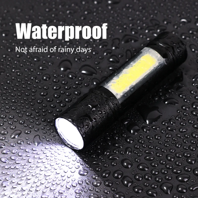 Portable Mini LED Flashlight XPE COB Flashlight with 3 Modes Rechargeable Zoom Flashlight Light Waterproof Camping Light