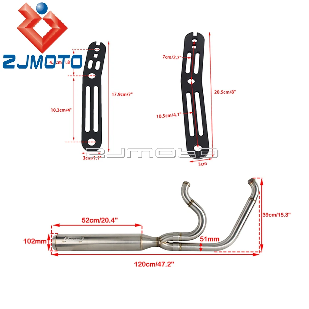 2-into-1 Full Exhaust Big Bore Stepped 1 3/4