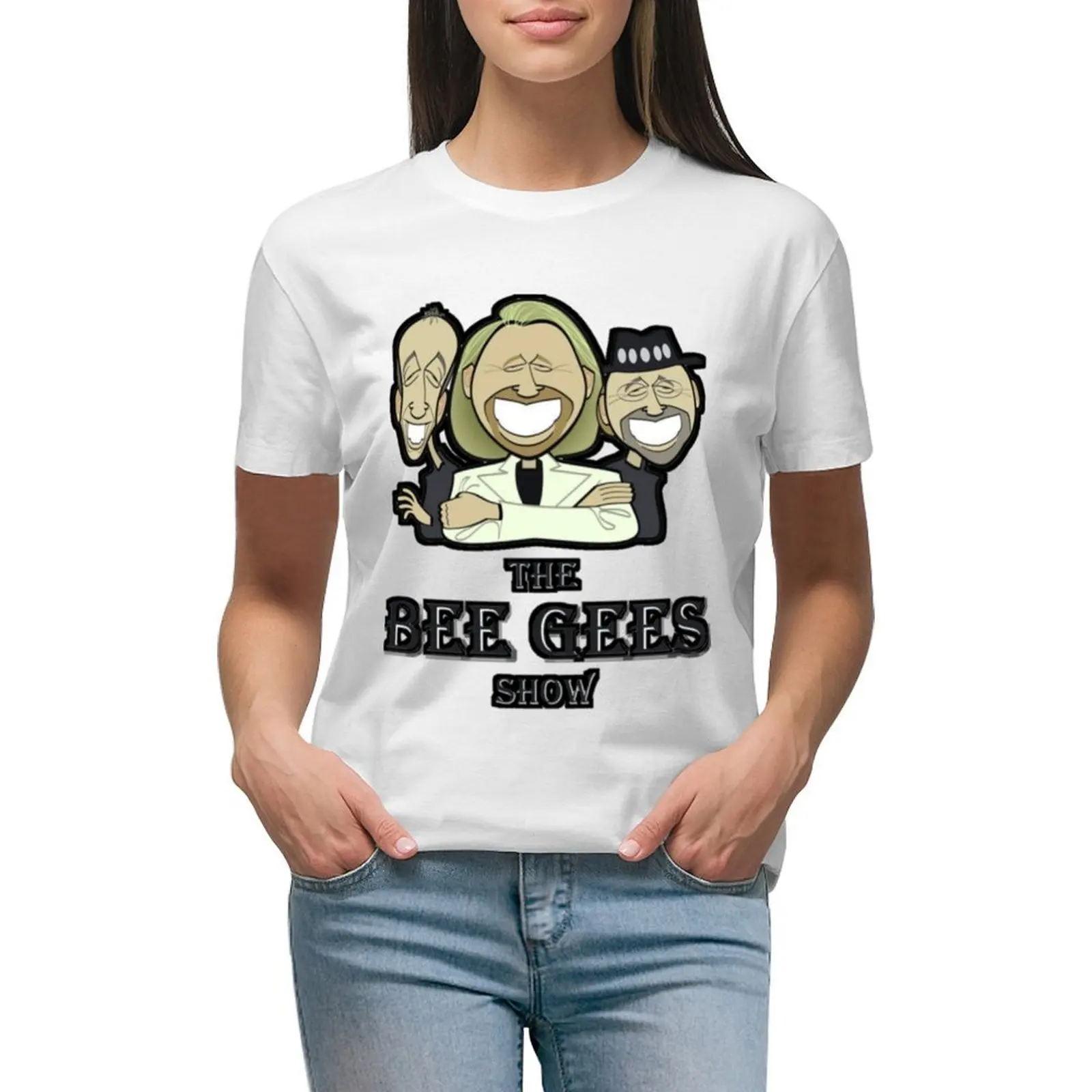 Bee Gees Big Head T-shirt hippie clothes funny kawaii clothes Summer Women's clothing