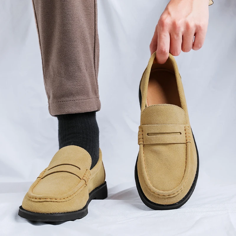 

Summer Retro Men Loafers Suede Like Breathable High-end Suitable for Commuting Soft and Comfortable Lightweight Lazy Shoes