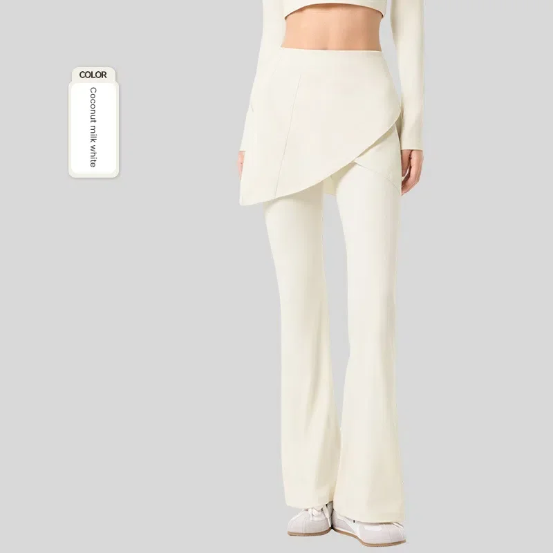 Yoga Bell-bottom Pants for Women with Detachable Buttocks Curtain High Waist Flared Wide Leg Pants Butt-lifting fitness Trousers
