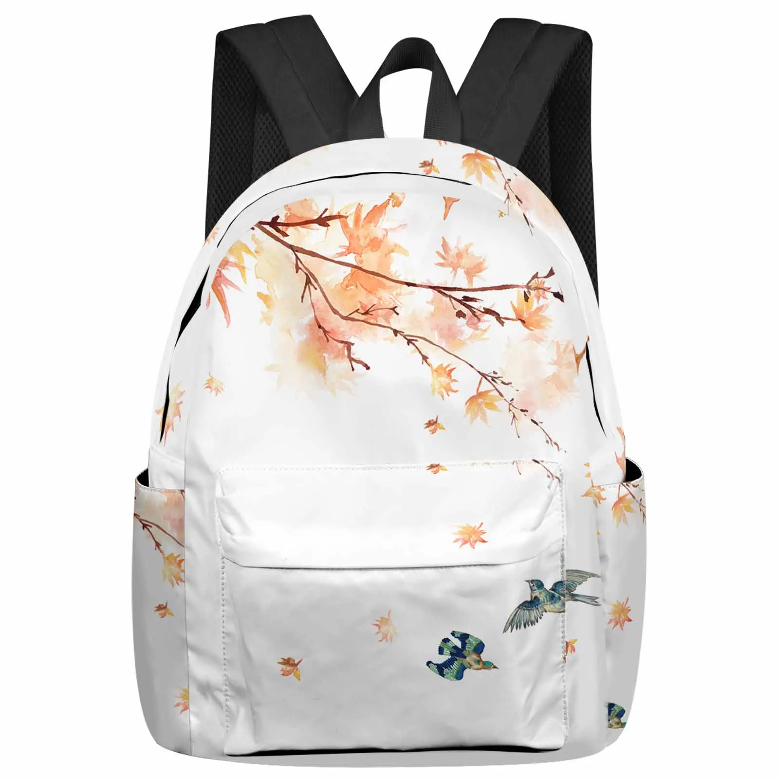 

Maple Leaves Branches Birds Backpack School Bags for Teenagers Students Laptop Bag Women's Casual Travel Backpack