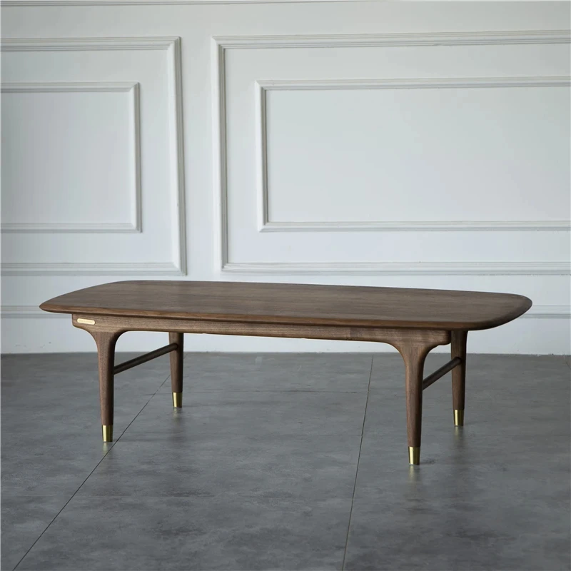Nordic pure solid wood coffee table simple modern rectangular coffee table black walnut