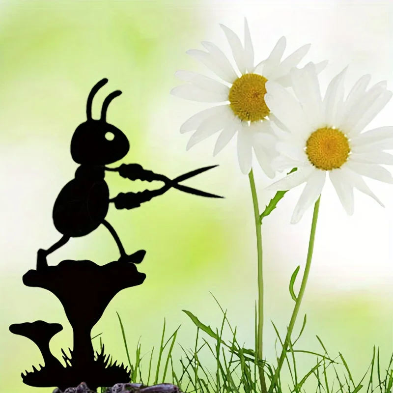 Metal Rustic Country Ant Silhouette Garden Stake, Freestanding Metal Insect Sculpture,Iron Yard Art for Outdoor Home Decor