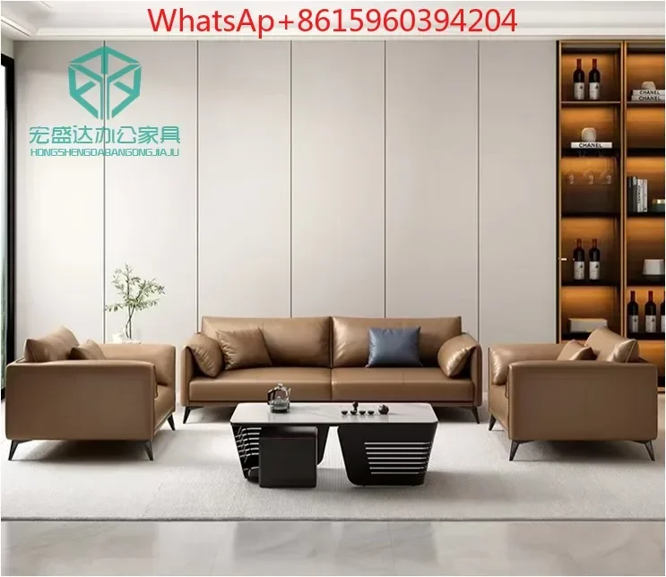 Office sofa Modern simple reception business meeting three people fashion office negotiation sofa coffee table combination