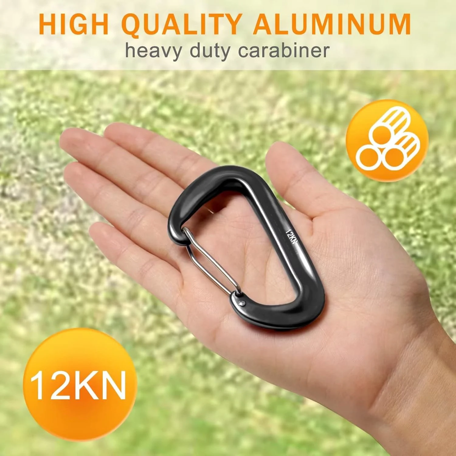 2/5Pcs D-Shaped Carabiner,12KN - Carabiners Aluminum 12Kn Heavy Duty recension och pris