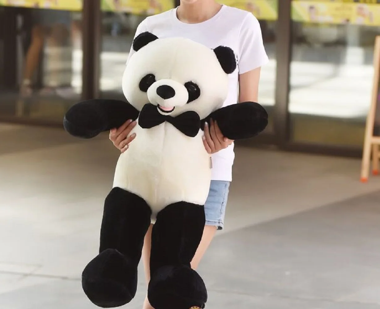 

middle lovely soft plush panda toy high quality bow panda doll gift about 80cm 2707