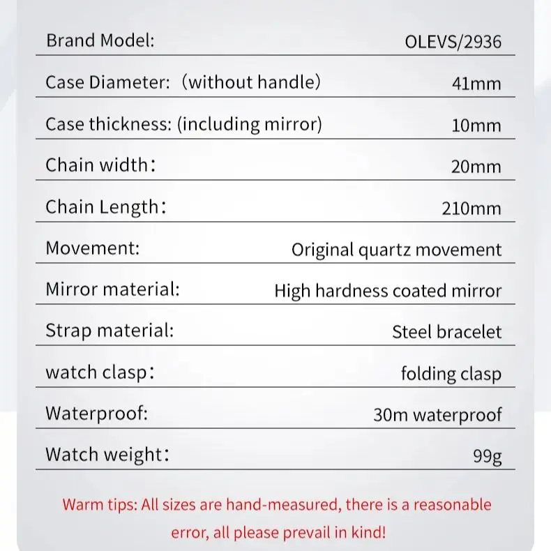 นาฬิกา2936ผู้ชาย OLEVS สแตนเลสสตีลกันน้ำระดับไฮเอนด์นาฬิกาควอตซ์สำหรับผู้ชายแฟชั่นหรูหราแบรนด์หรู