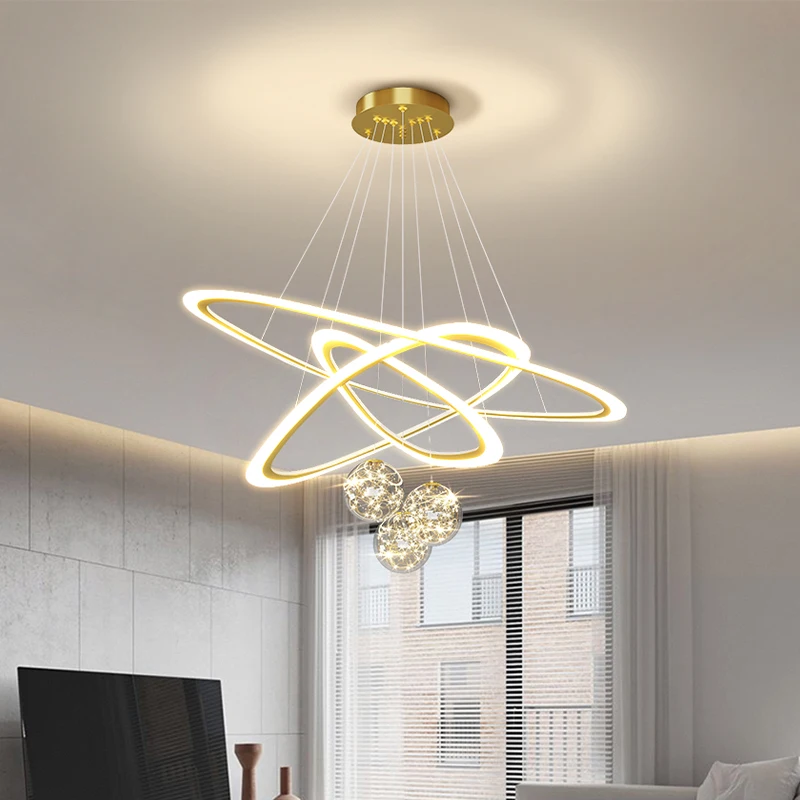 Glass ball Modern LED Pendant Lights Bedroom Dining Bar Acrylic Body Black Gold Pendant Lamp