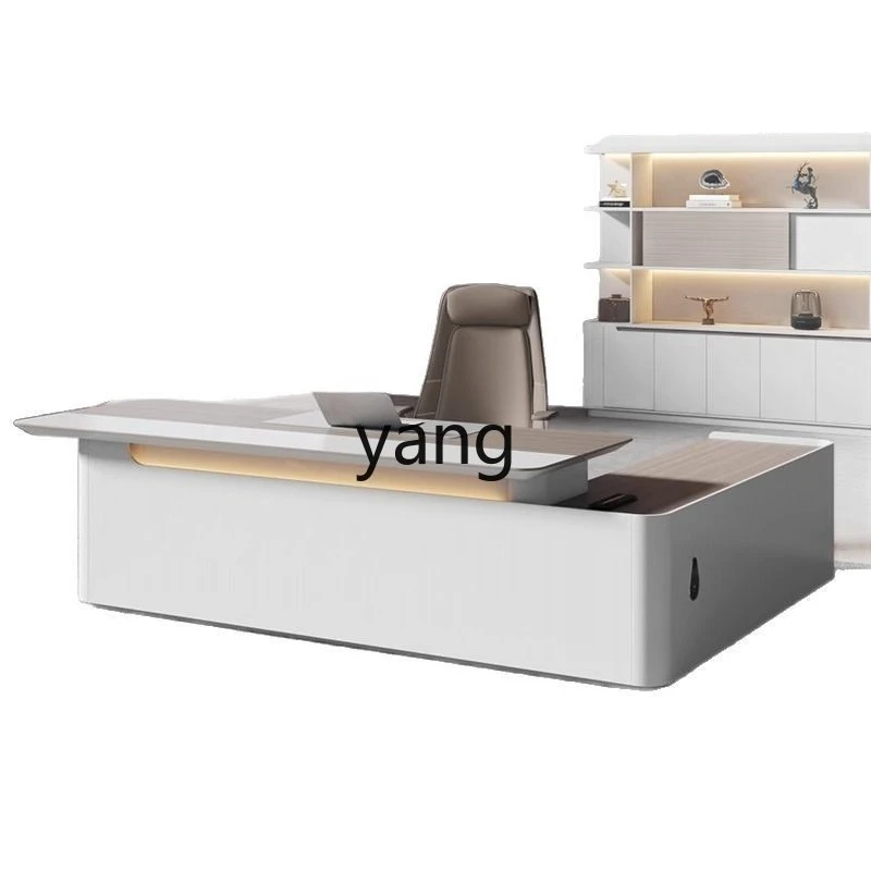LH Simple Modern Manager President's Desk Office Desk and Chair Combination Furniture