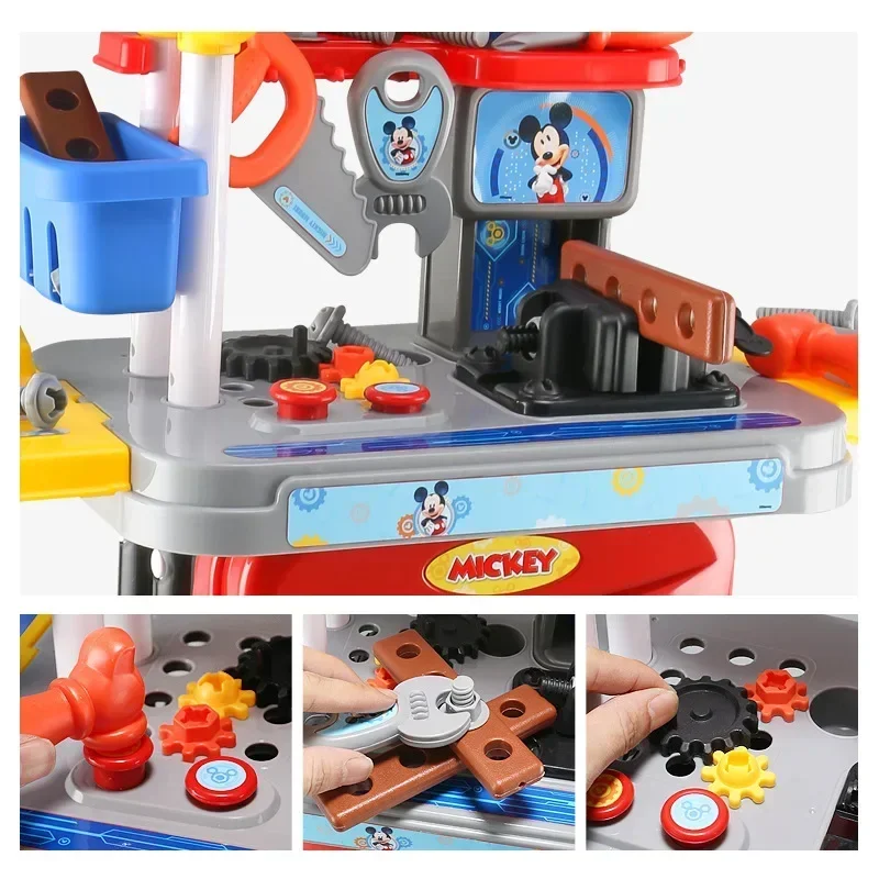 Disney 3 in1 Mickey Mouse trolley case Children's Toolbox Toy Set boy kids tools play house set kids toys for boy birthday gift