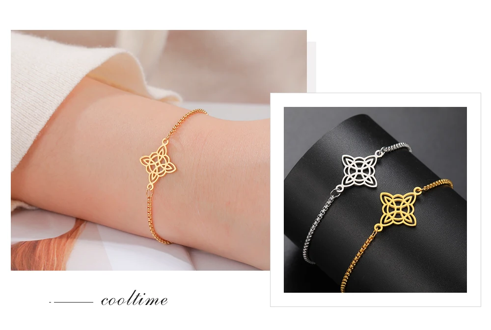 COOLTIME Irisches Wicca-Hexenknoten-Armband, Edelstahl, keltischer Knoten, verstellbare Damen-Armbänder, Modeschmuck, Geburtstagsgeschenk – Detail 11