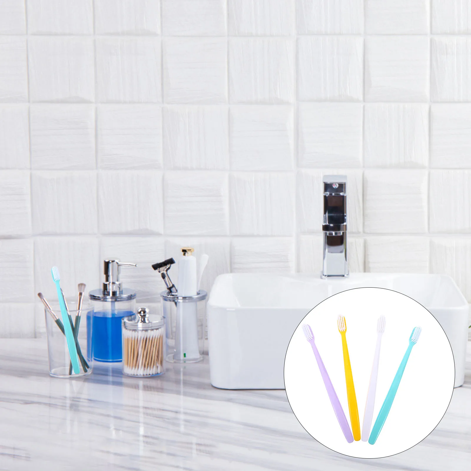 

4 Pcs Soft Bristle Toothbrush Small Head Tones Vertical Type Traveling Ultra